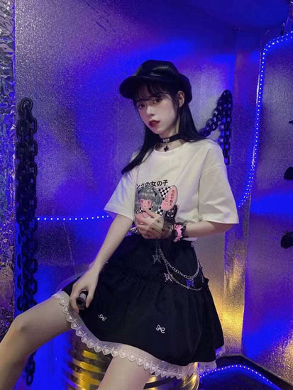 Bow Love Lace Harajuku Mini Skirt