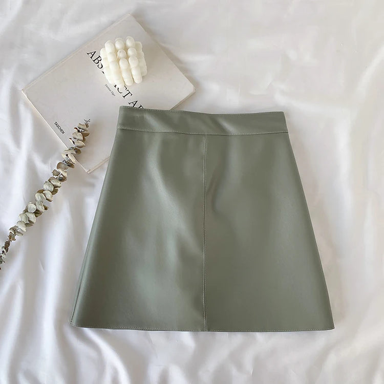 Candy Color Faux Leather Skort