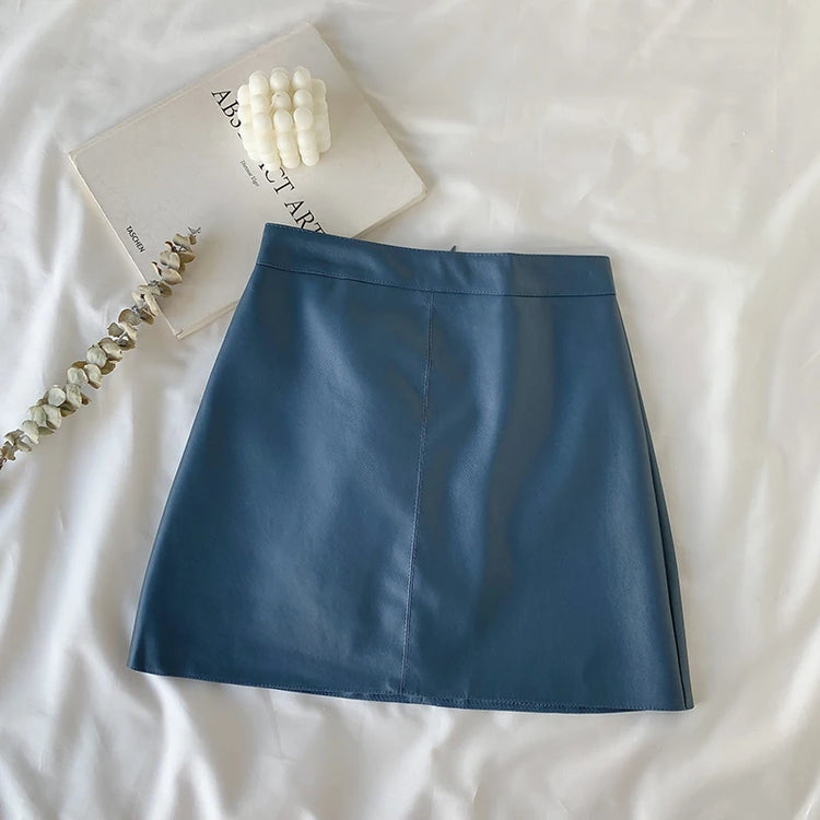 Candy Color Faux Leather Skort