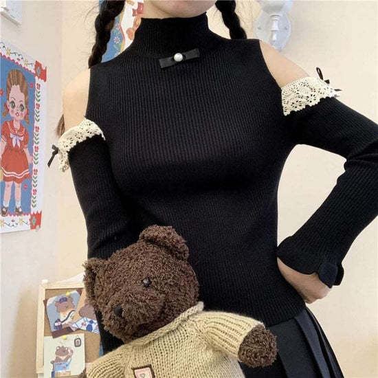 Beloved Lace Open Shoulder Sweater