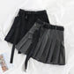 Gothic Streetwear Pleated Skort with Belt