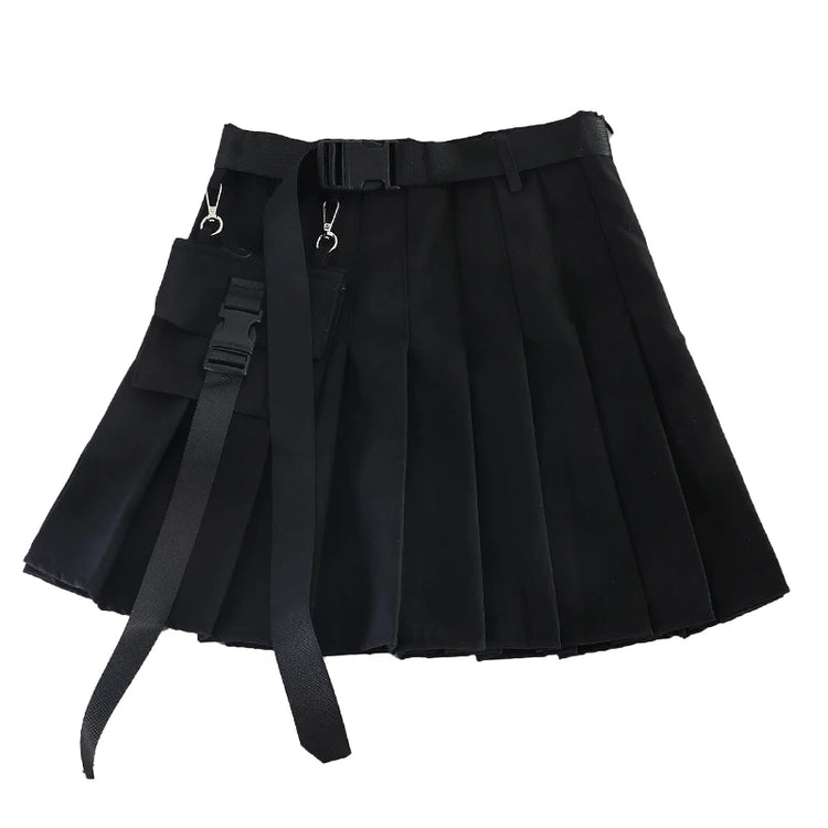 Gothic Streetwear Pleated Skort with Belt