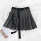 Gothic Streetwear Pleated Skort with Belt