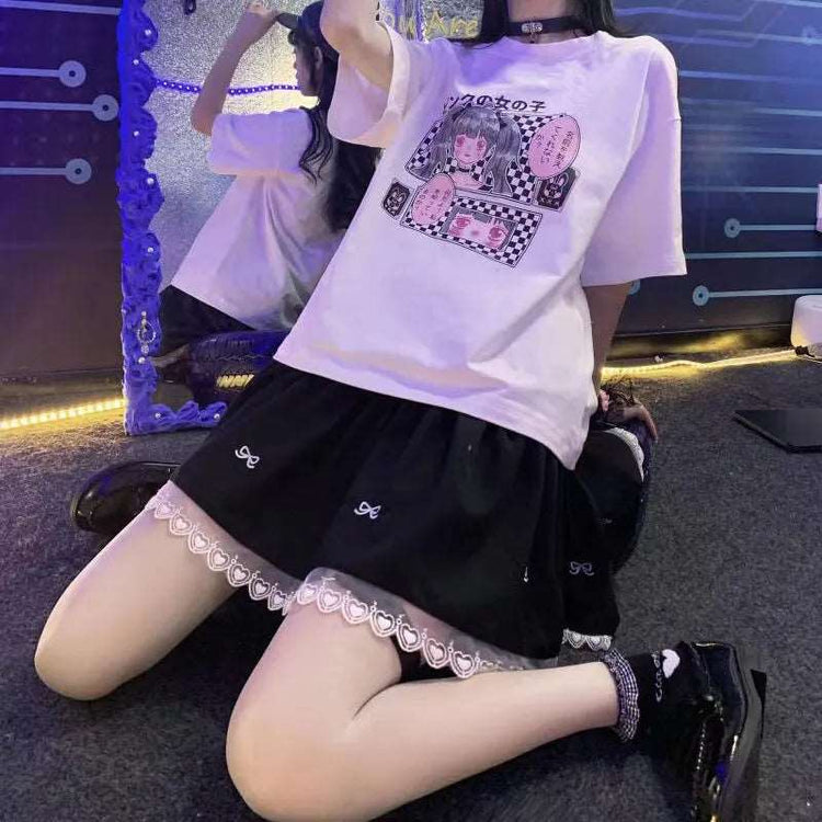 Bow Love Lace Harajuku Mini Skirt