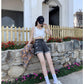 New Love Embroidered Denim Shorts