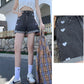 New Love Embroidered Denim Shorts