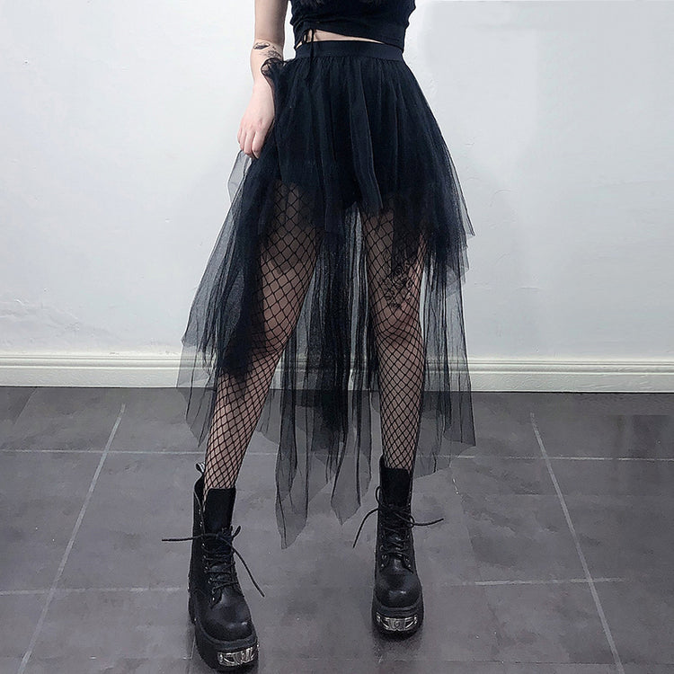 Punk Fairy Asymmetrical Mesh Skirt