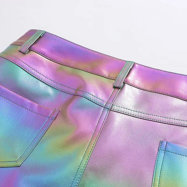 Metallic Rainbow Mini Skirt