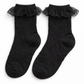 The Innocent Mischief Lace Socks in black with lace ruffle.
