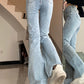 High Waist Spliced Flare Jeans