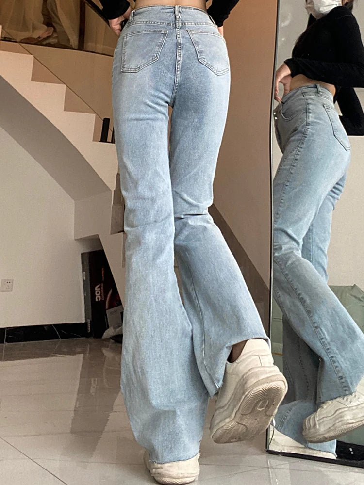 High Waist Spliced Flare Jeans