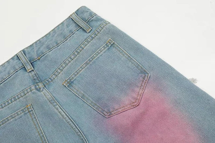 Distressed Pink Butterfly Jeans