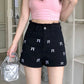 Pretty Bow Embroidered Jean Shorts