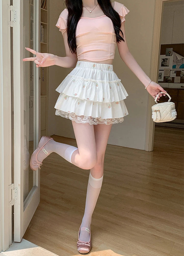 Daisy Daydream Lace Tiered Skort