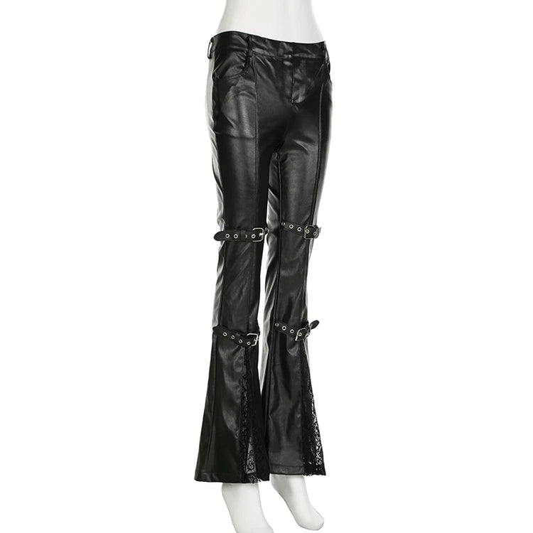 Leather and Lace Flare Pants