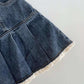 Lace Trim Pleated Denim Mini Skort