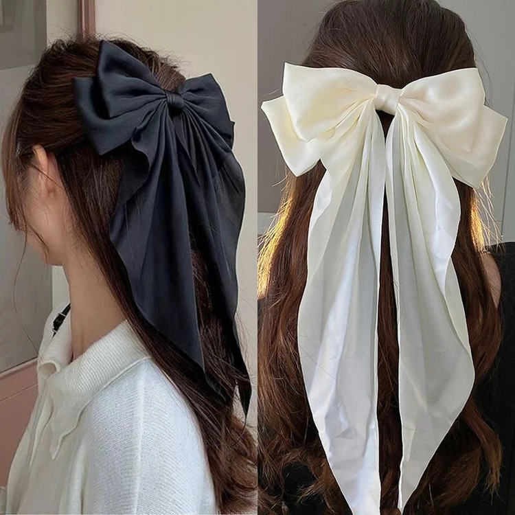 Long Satin Hair Bow