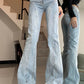 High Waist Spliced Flare Jeans