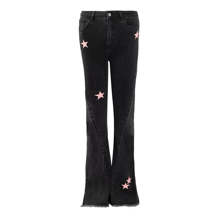 Pink Star Flared Jeans