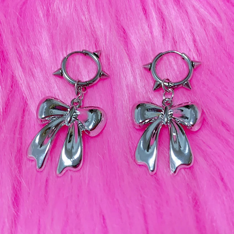 Punk Girly Spiked Bow Earrings