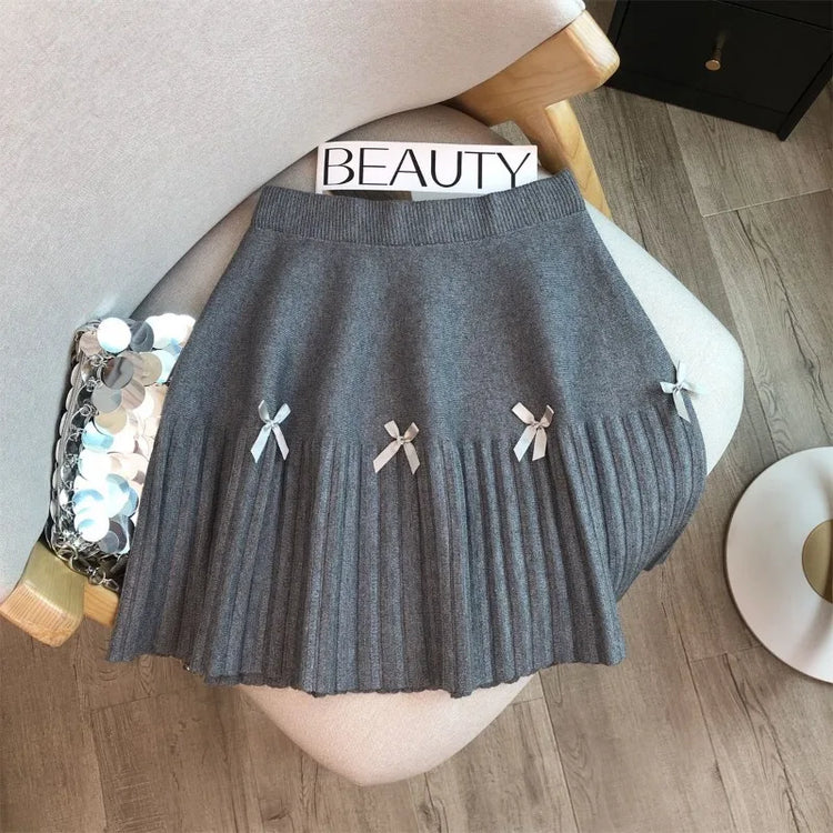 Ballet Bow Knit Pleated Skirt – Local Stock