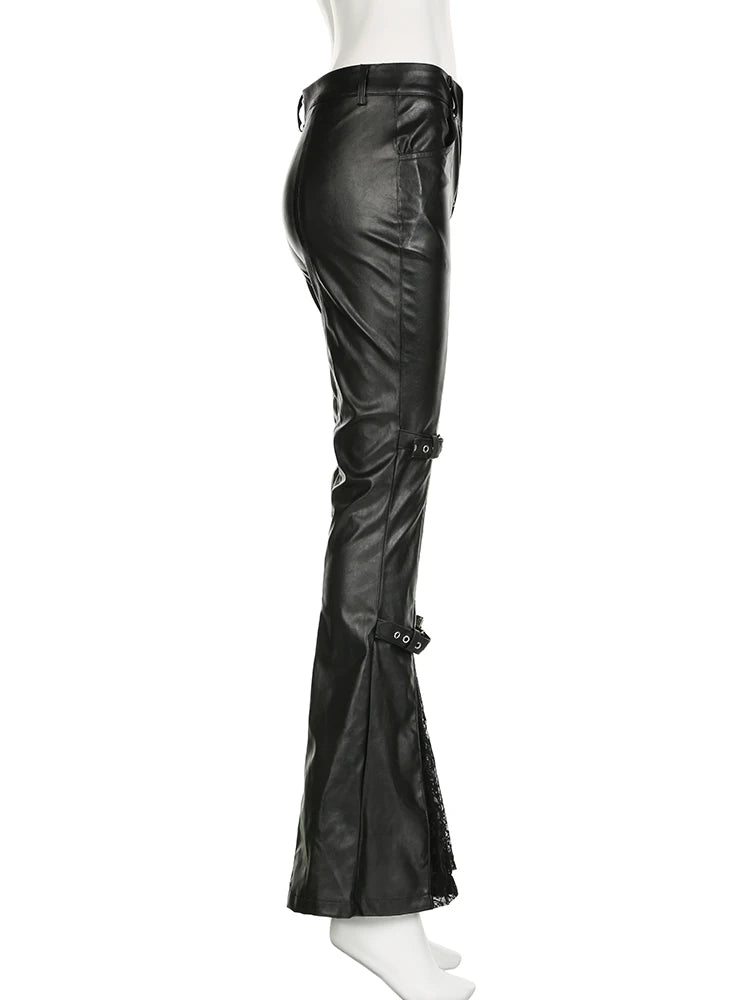 Leather and Lace Flare Pants