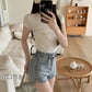 Pretty Bow Embroidered Jean Shorts