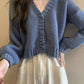 Button-up V-Neck Knit Cardigan