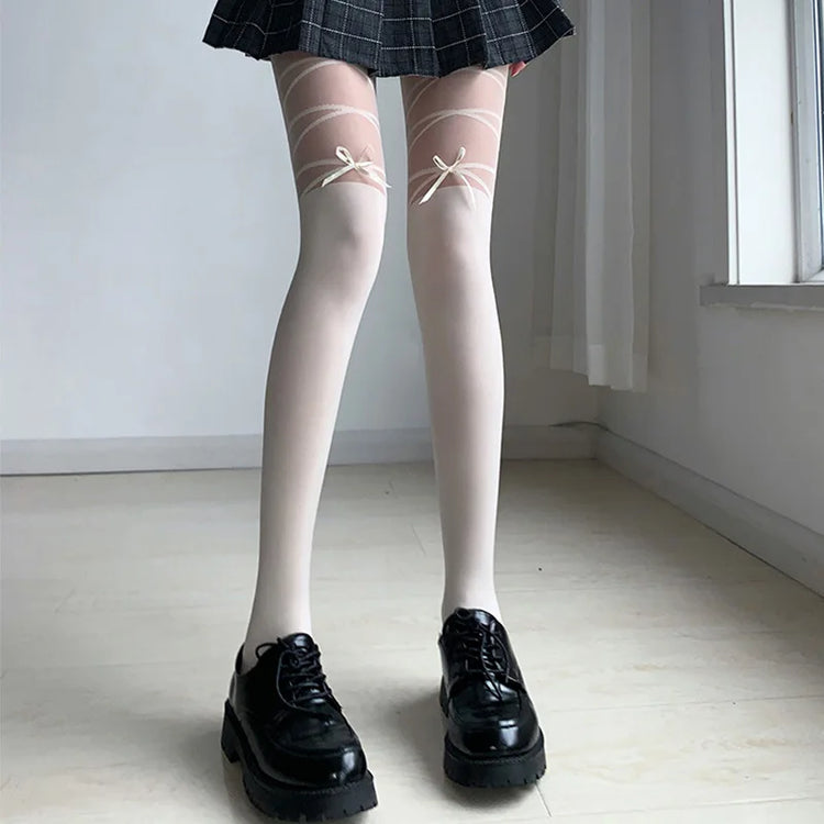 Winding Lace-Up Bow Stockings