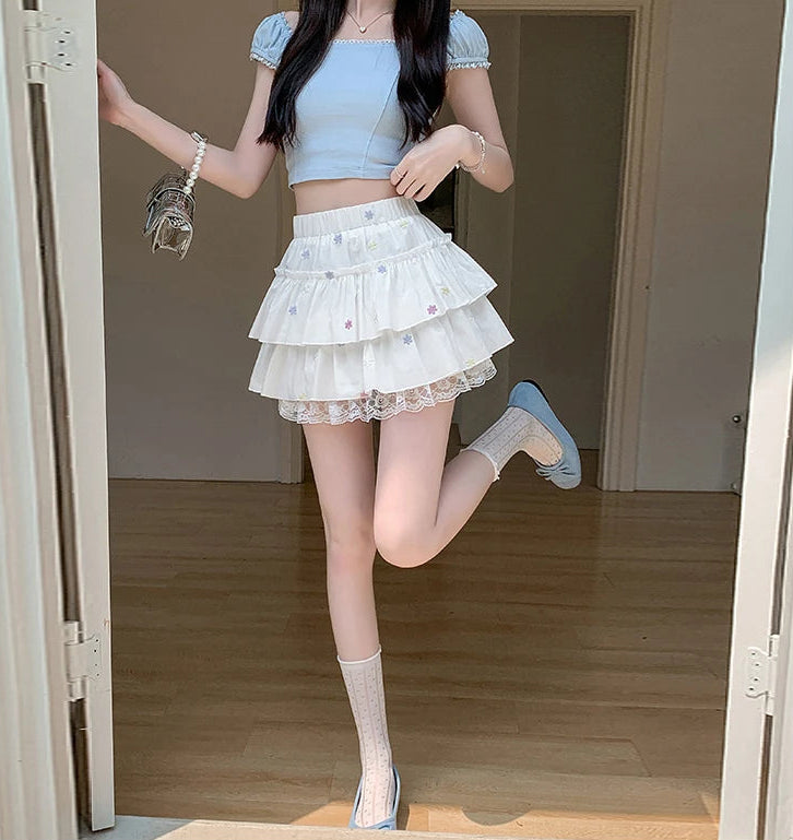 Daisy Daydream Lace Tiered Skort