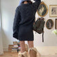 Cocoa Days Illusion Cable Knit Dress