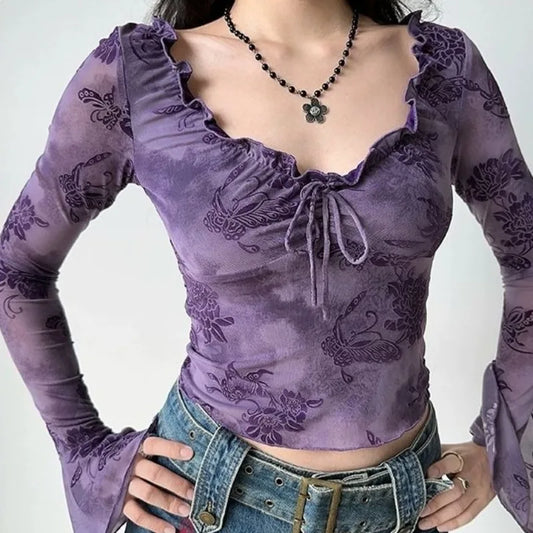 Midnight Violet Mesh Top – Local Stock