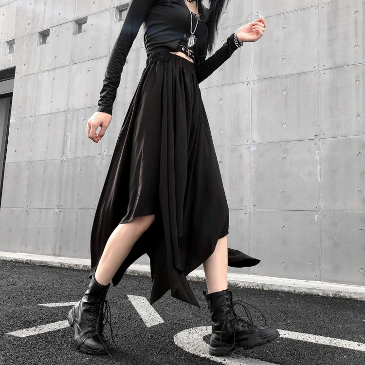 Eclipsed Edge Asymmetrical Midi Skirt – Local Stock