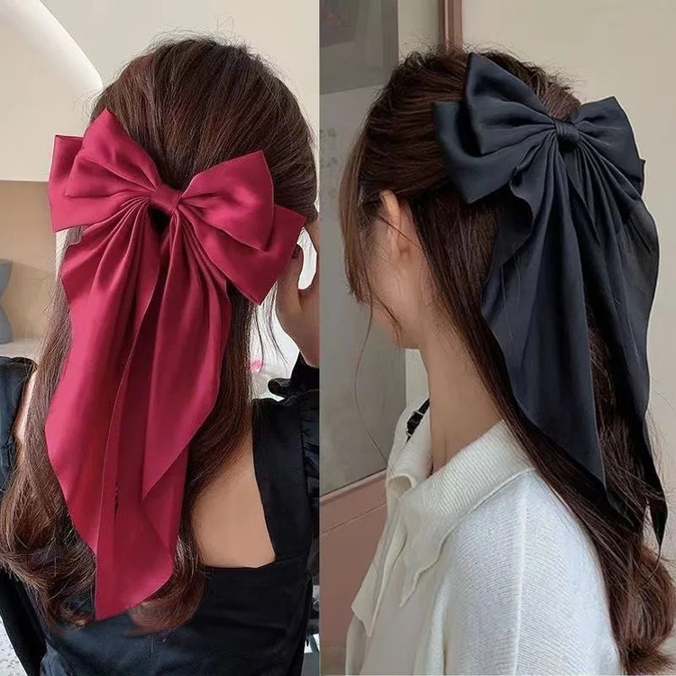 Long Satin Hair Bow