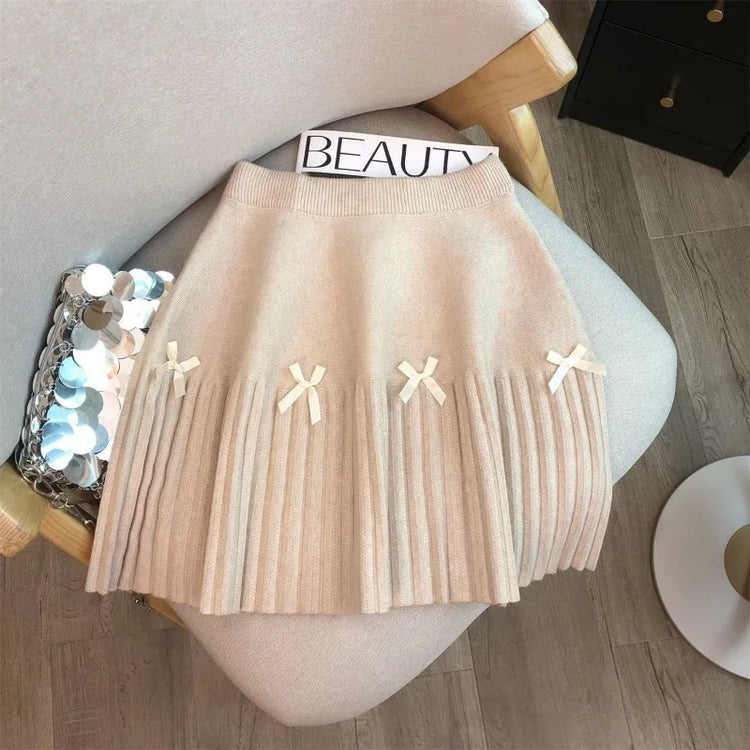 Ballet Bow Knit Pleated Skirt – Local Stock