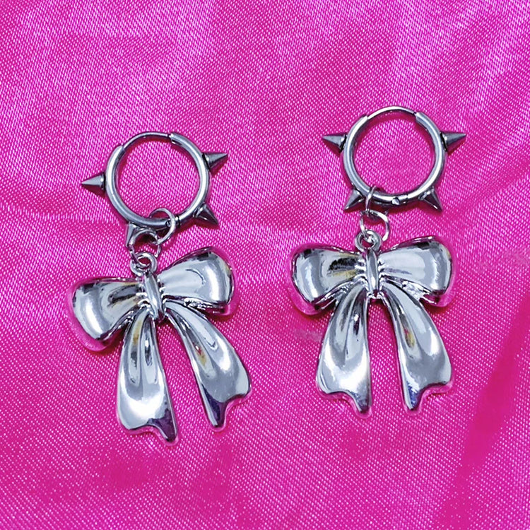 Punk Girly Spiked Bow Earrings