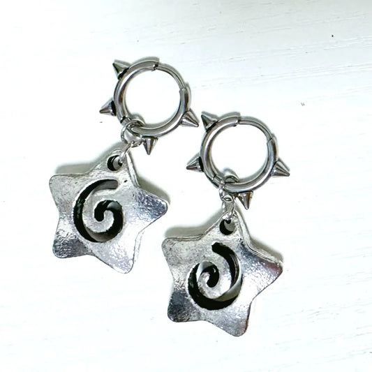 Spiked Uzumaki Star Earrings