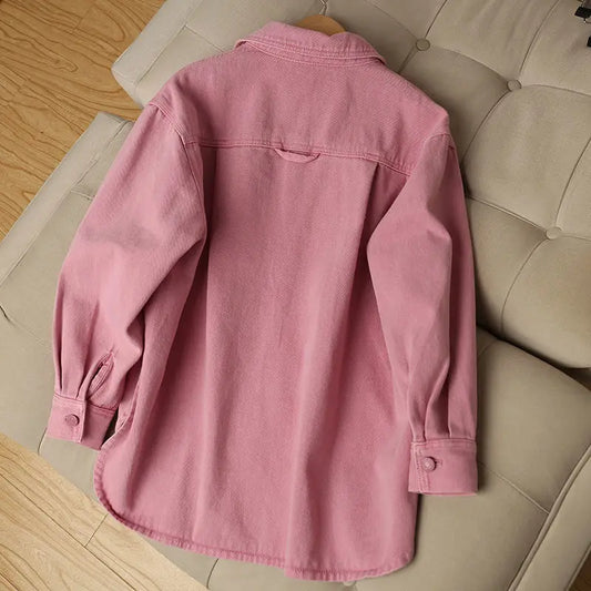 Oversized Pink Denim Jacket