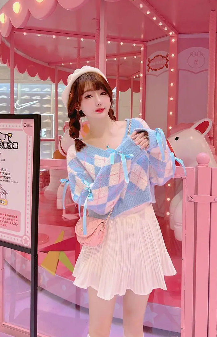 Cotton Candy Argyle Crop Sweater – Local Stock