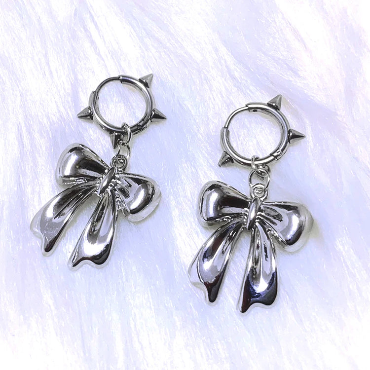 Punk Girly Spiked Bow Earrings