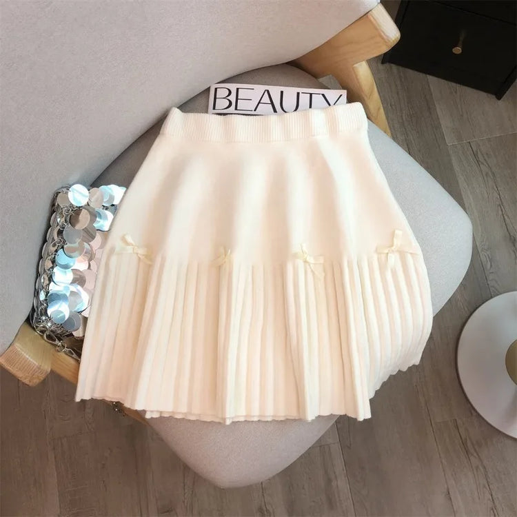 Ballet Bow Knit Pleated Skirt – Local Stock