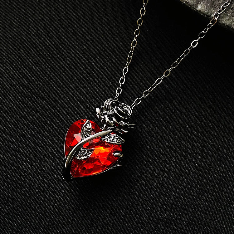 Gothic Rose Heart Necklace