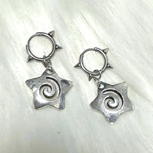 Spiked Uzumaki Star Earrings