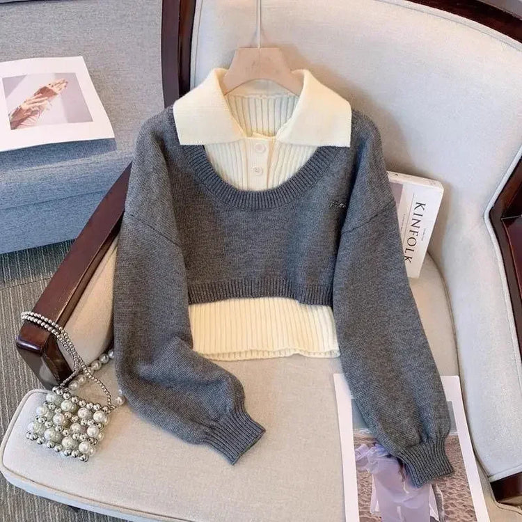 Campus Cutie Layered Knit Set – Local Stock