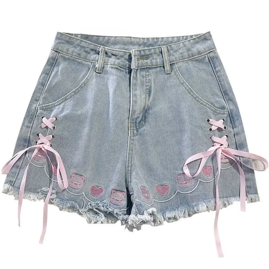 Lovable High-Waisted Party Animal Denim Shorts