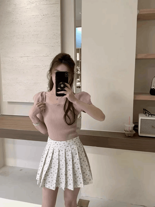 Darling Blossom Pleated Skort