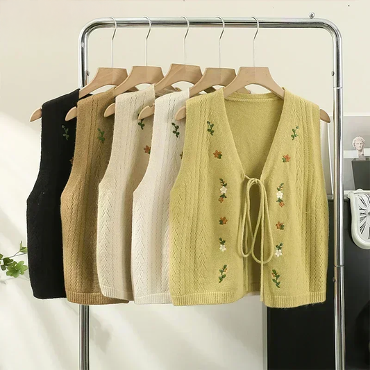 Floral Harmony Knit Vest