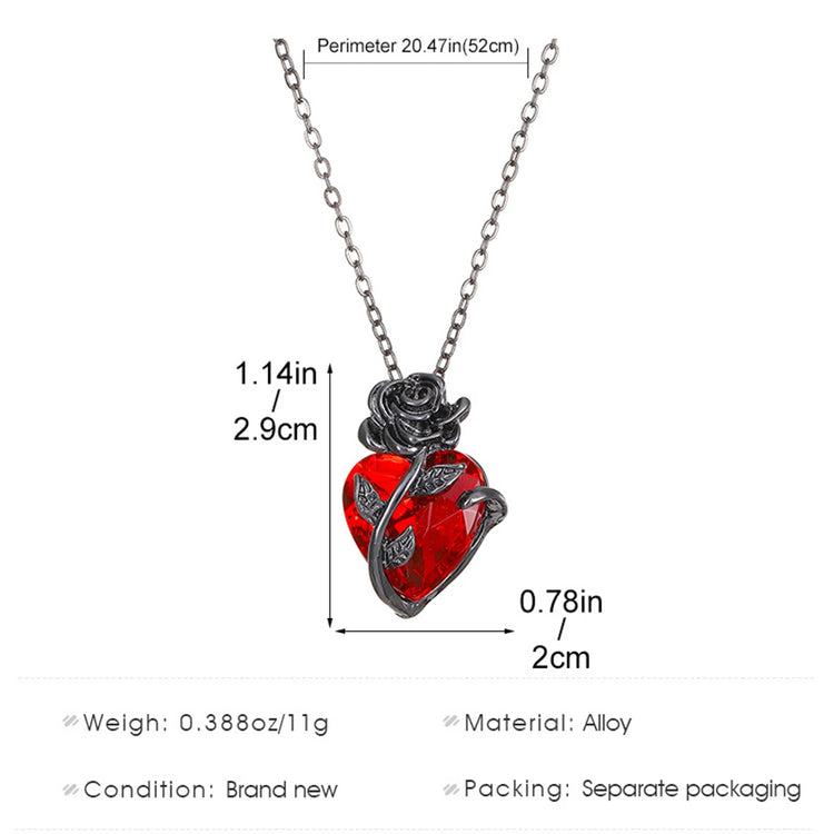 Gothic Rose Heart Necklace