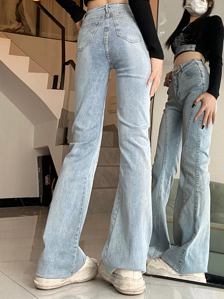 High Waist Spliced Flare Jeans