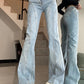 High Waist Spliced Flare Jeans